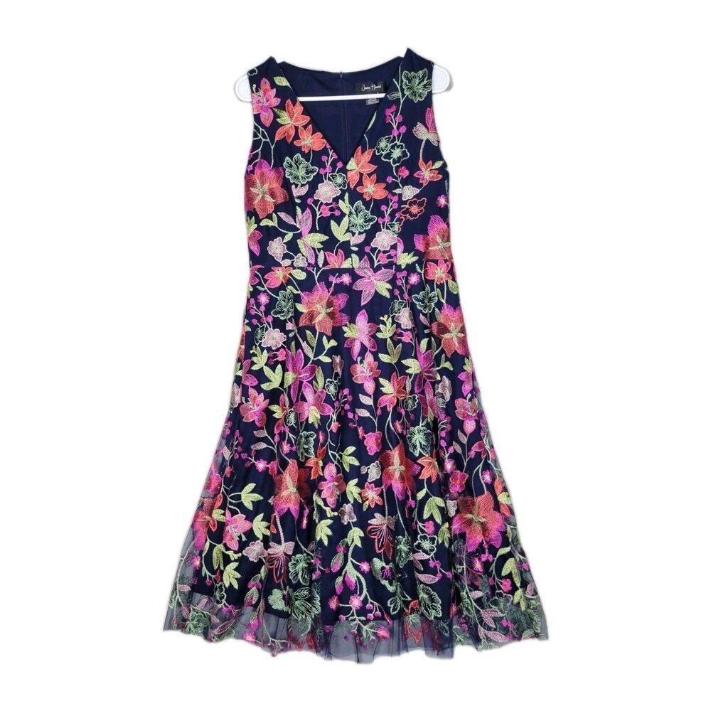 Jessica Howard Floral Embroidered Sleeveless Fit & Flare Dress Womens 12 Event